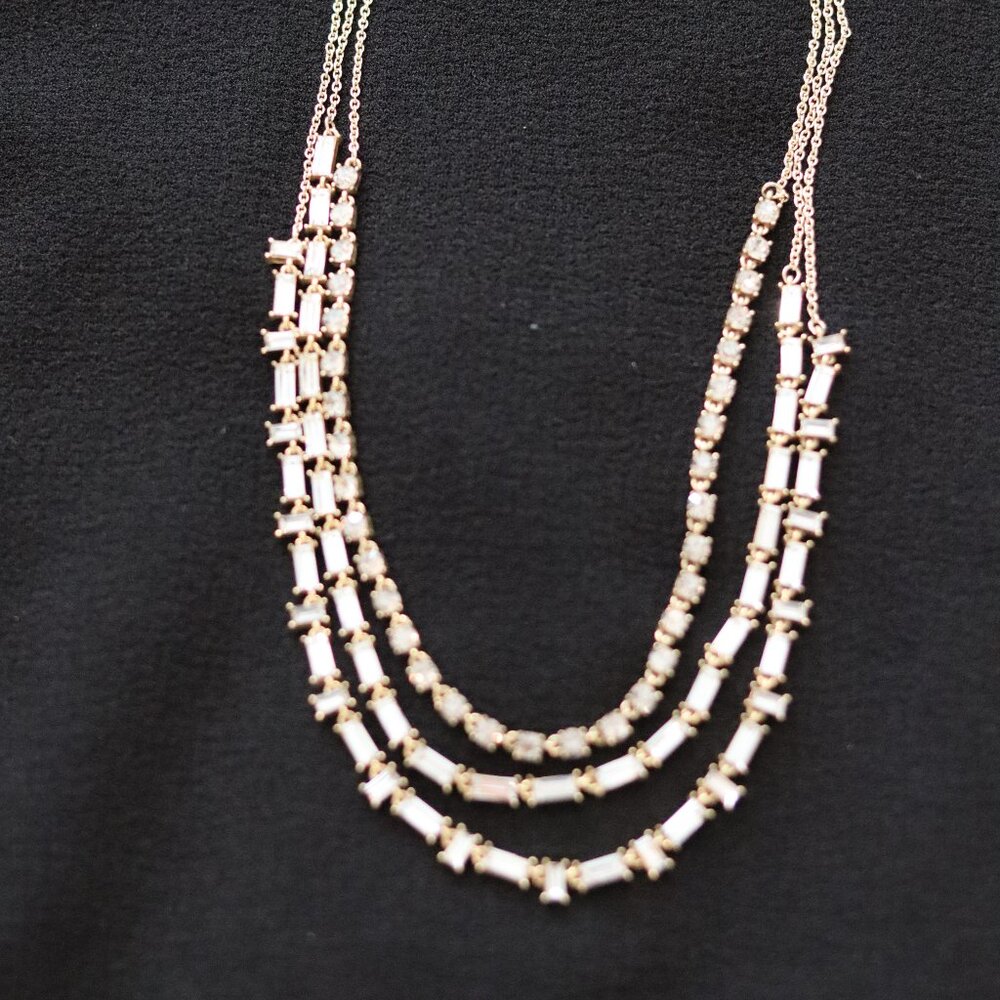 Triple Chain Rhinestone Choker Necklace - Picture 2 of 4
